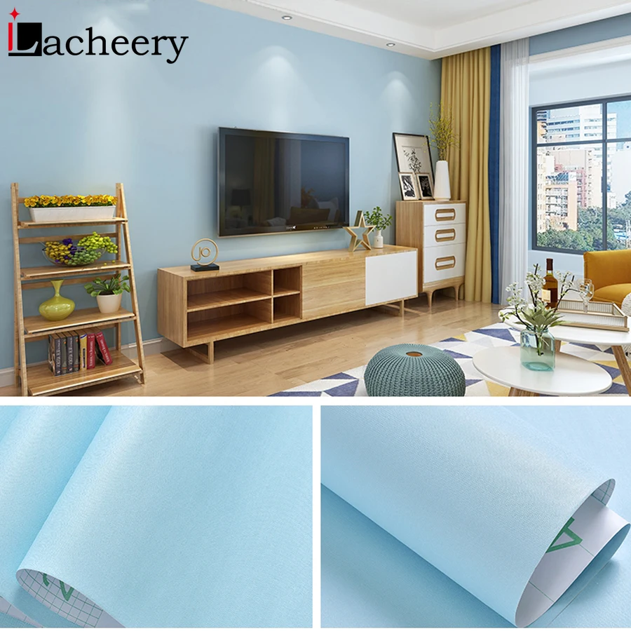 

Vinyl Waterproof Self Adhesive Matt Wallpaper Roll DIY Modern Living Room Kitchen Cabinets Solid Color Household Decorative Film