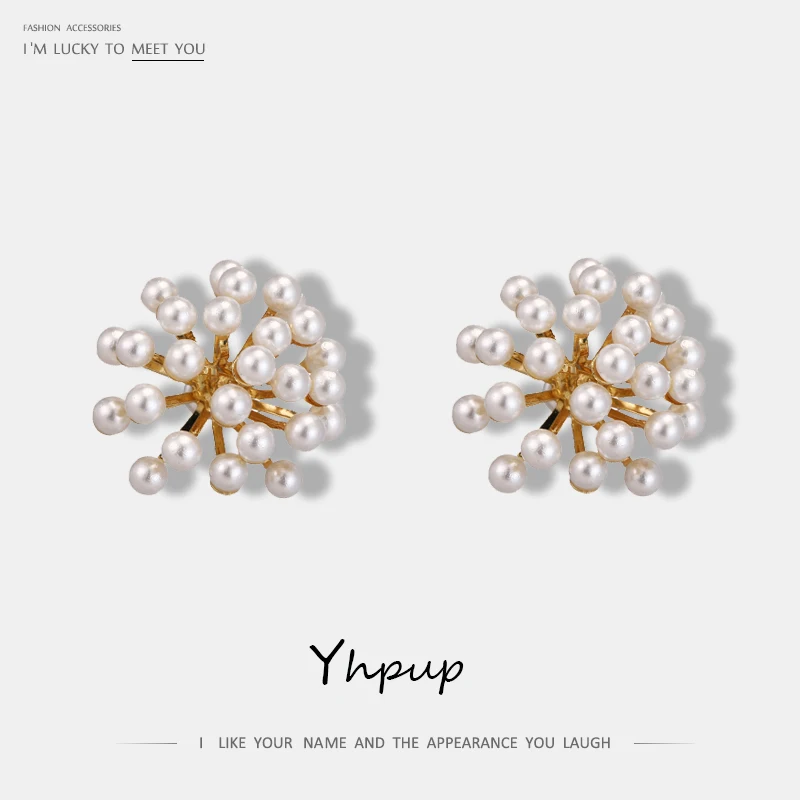 

Yhpup Fashion Temperament Imitation Pearls Stud Earrings High Quality Exquisite Earring Brincos S925 for Bride Wedding Jewelry
