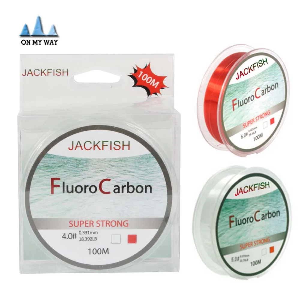 100M Fluorocarbon Fishing Line two colors red/clear 4 32LB Carbon Fiber