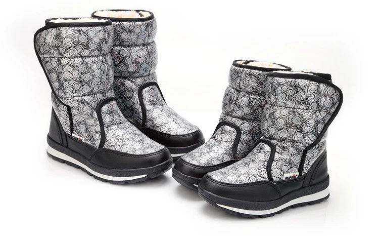 Детские ботинки; высококачественные водонепроницаемые зимние ботинки для девочек; теплая плюшевая зимняя обувь на платформе; нескользящие ботинки принцессы