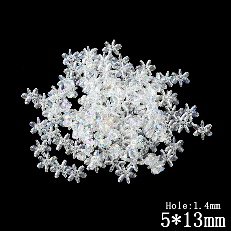 

100pcs/Lot Transparent Flower Shape Jewelry Accessories DIY Bead Wholesale Decorations Large Hole Beads For Kids Jewelry Making