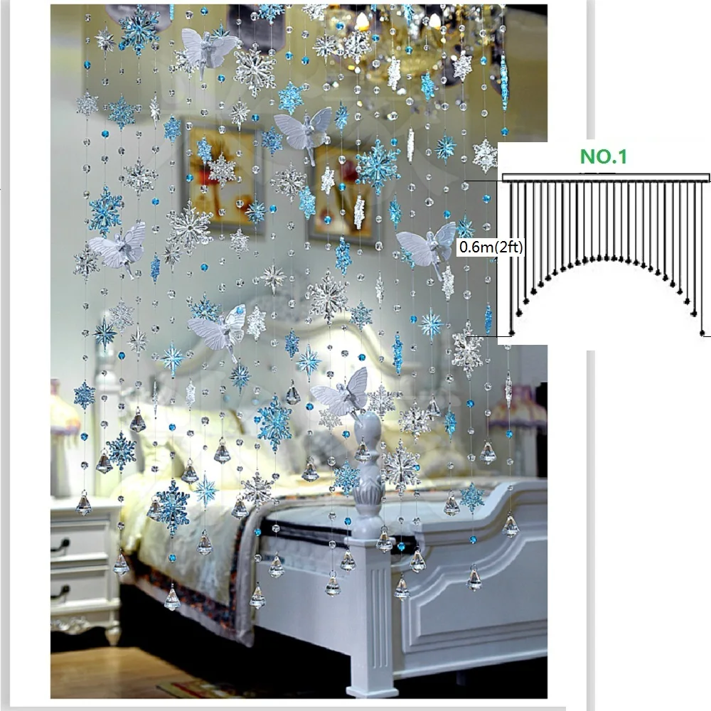 Готовая занавеска № 1 23 шт./лот ледяной снег ангельский Кристалл бисера занавесы дверь экран крыльцо перегородка Рождественское украшение