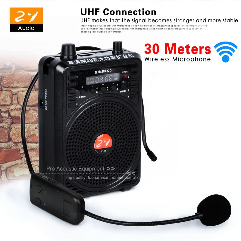 

ZY Audio Professional Portable Voice Amplifier Megaphone Loudspeaker Booster PA System USB Wireless Microphone For Teacher Guide