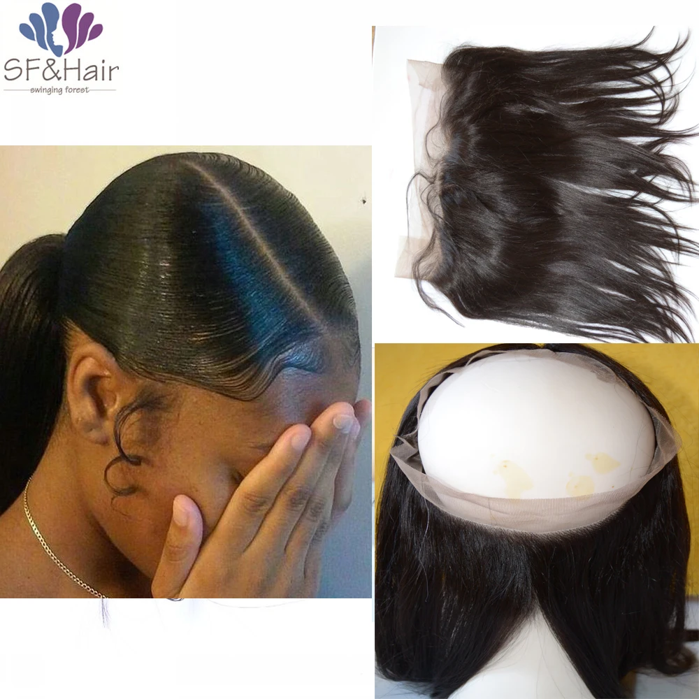 22 5 x4x2 Full Frontal Lace Closure Bleached Knots 360 Lace Frontal Band Customized font b