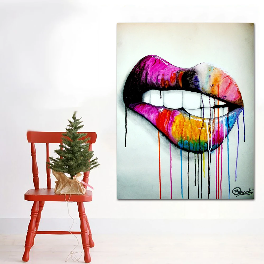 Самоотверженные поп-арт акварельные рот декоративные картины для гостиной стены холст печать абстрактная картина плакат без рамы