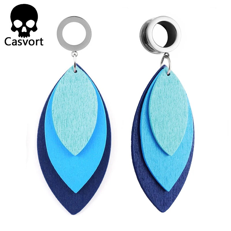 

Casvort Piercing new arrival ear plugs wood tunnels piercing body jewelry fashion ear gauges pair selling 2pcs/lot