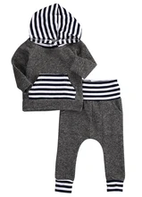 2016 Winter Autumn Toddler Newborn Baby Boy Girl Striped Long Sleeve T-shirt Top Hoodie+Legging Pants 2pcs Outfits Set