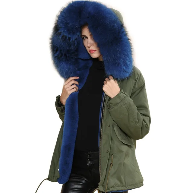 Best price at $156 Cheap 2017 New Fashion Show Real Raccoon Fur Big Collar Jacket Winter Women Dyed Thick Faux Fur Lined Coat Cool Cotton Cutwear AE283