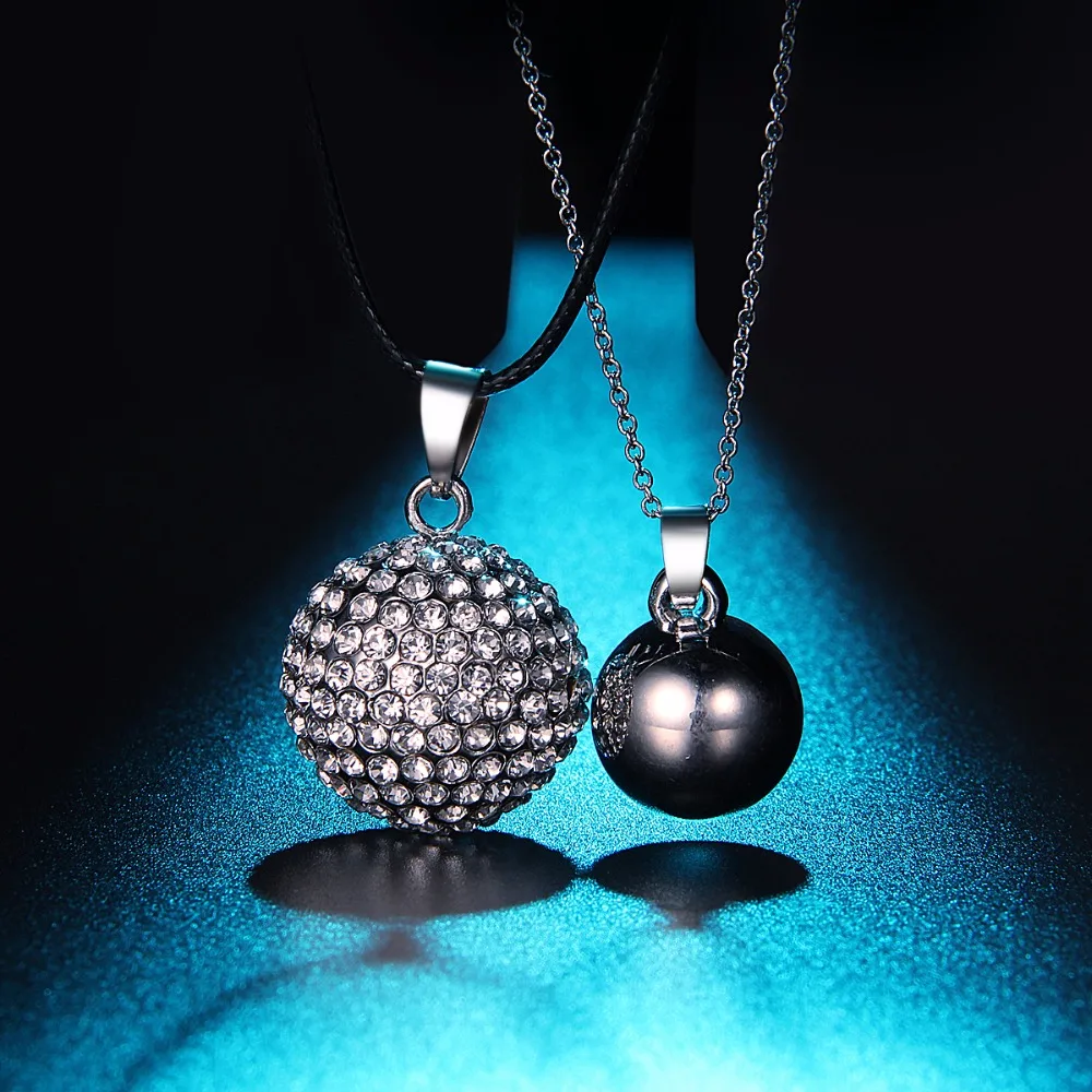 2017 New Arrival Women Fashion Double Ball Pendant Necklace Rhinestone