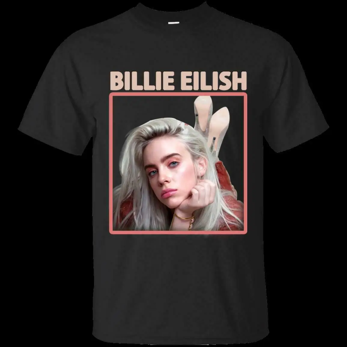 Черный Новинка, подарок фанату, футболка Billie Eilish, черная, темно-синяя футболка с коротким рукавом, мужская повседневная хлопковая футболка с коротким рукавом - Цвет: Черный