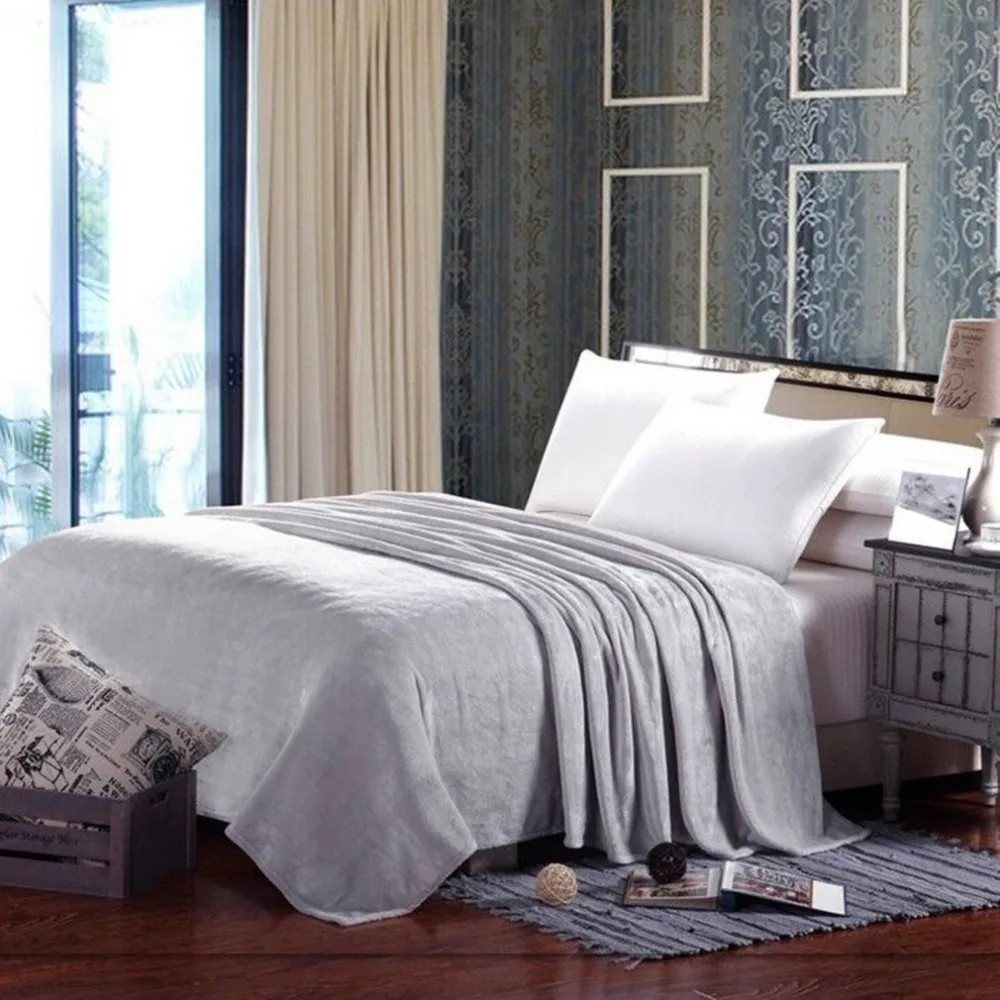 

Home Textile Anti-Pilling Plaid Solid Air/Sofa/Bedding Throws Flannel Blanket Winter Warm Soft Bedsheet 150*200cm