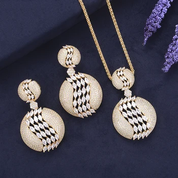 

missvikki Fashion Round Necklace Earring Jewelry Set Trendy Romantic Accessories for Women Luxury Parure Bijoux Girl Gift