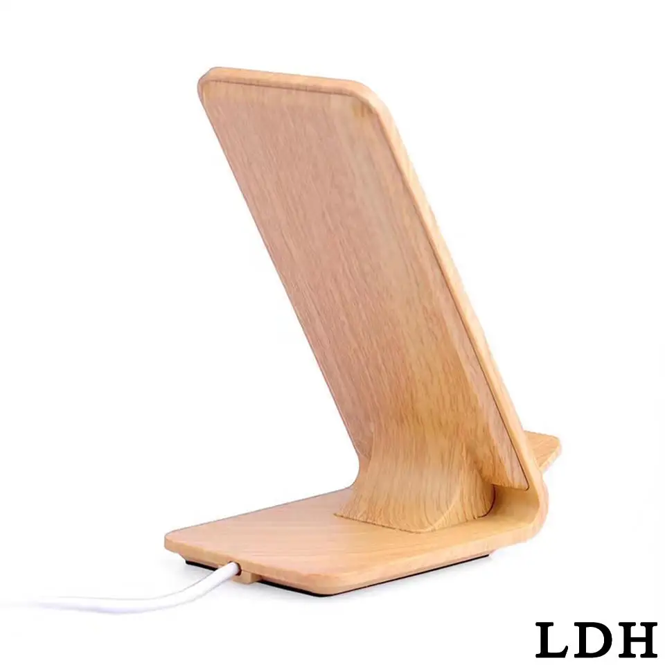 10w Qi fast Wireless Charger desktop Charging Pad For Samsung Galaxy S8 S8 Plus S7 edge S6 S6 edge Note 5 Light-colored wood