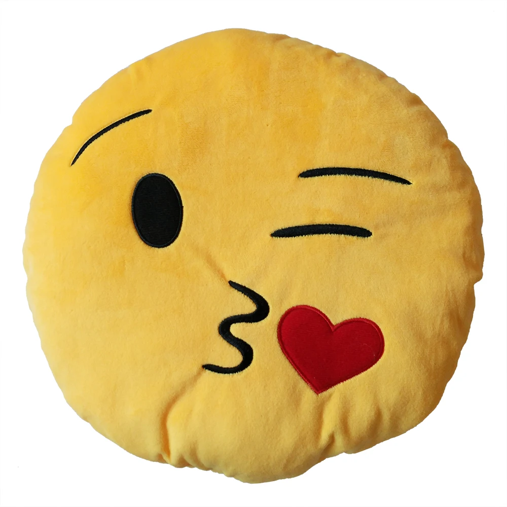 GZTZMY 30 * 30cm emoji pillow cushion round yellow kiss smiley face