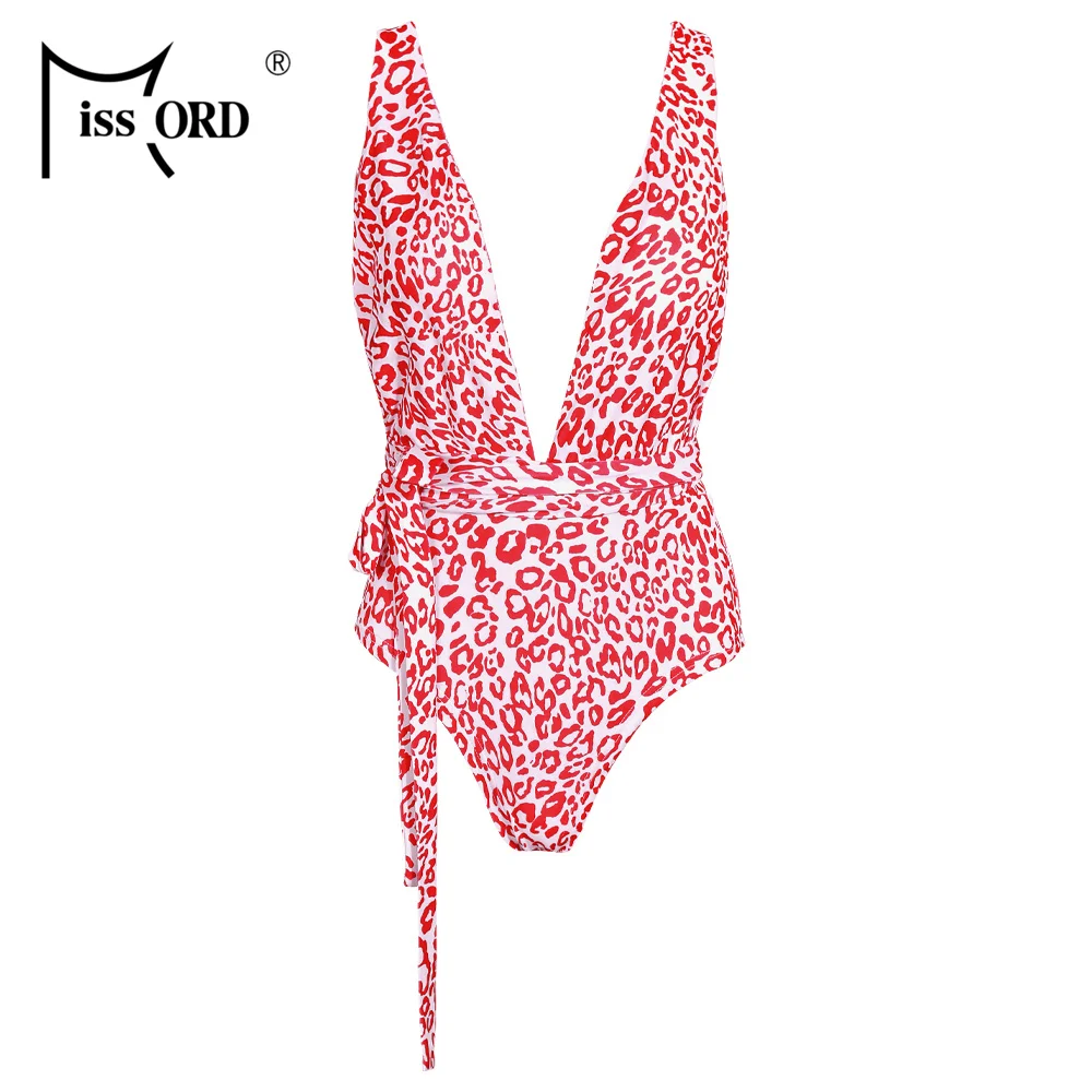 

Missord 2019 Summer Sexy Deep V Multiway Swimsuits Print Backless Skinny Bodysuits FT19527