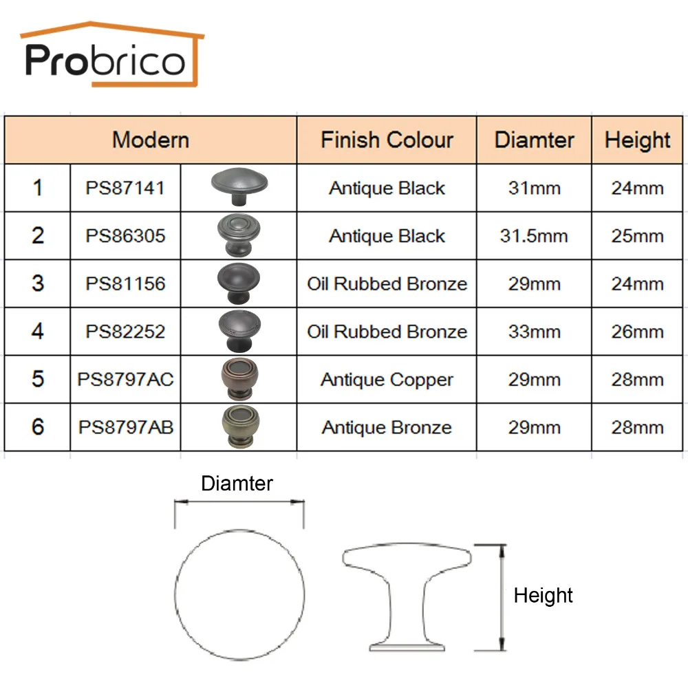 Probrico Drawer Closet Knobs Furniture Cabinet Handles And Pulls 6 Pack Vintage Hardware Oil Rubbed Bronze Antique-Style Copper Probrico Drawer Closet Knobs Furniture Cabinet Handles And Pulls 6 Pack Vintage Hardware Oil Rubbed Bronze Antique-Style Copper