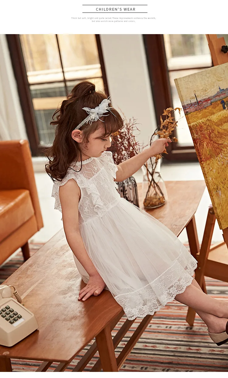 Кружевное платье принцессы для девочек 9 лет, летние модные платья для девочек, корейские Детские платья