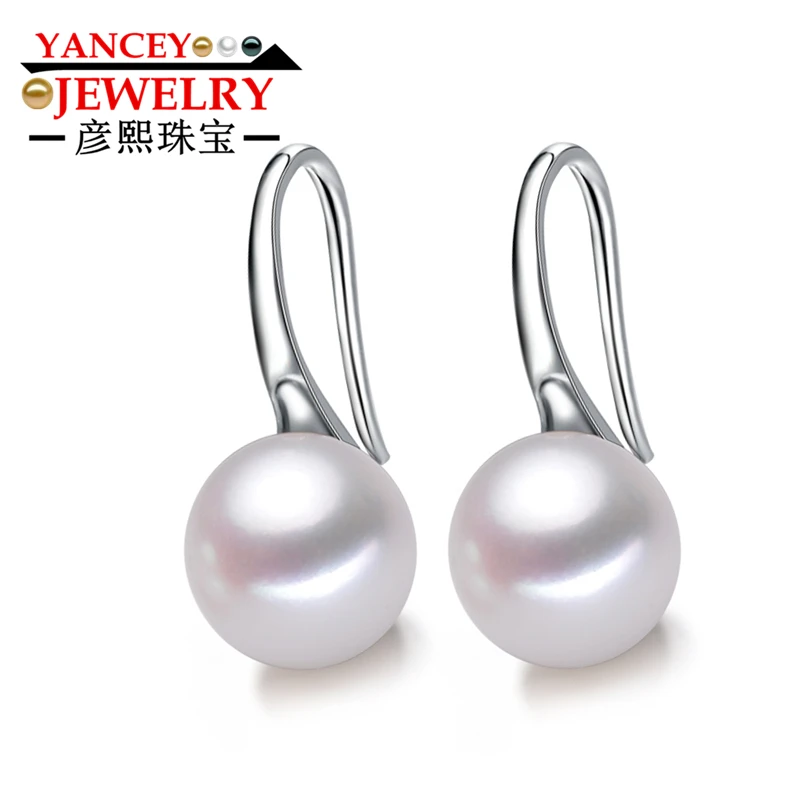 

YANCEY fashion NEW Naturel 8-9MM freshwater pearl Drop Earrings - for girl best gift , S925 sterling , free shipping