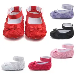 Розовые цветы детская обувь ткань мода милые Весна/Лето Девочки обувь скольжения первые ходунки спортивные обувь для девочек 0-18 м