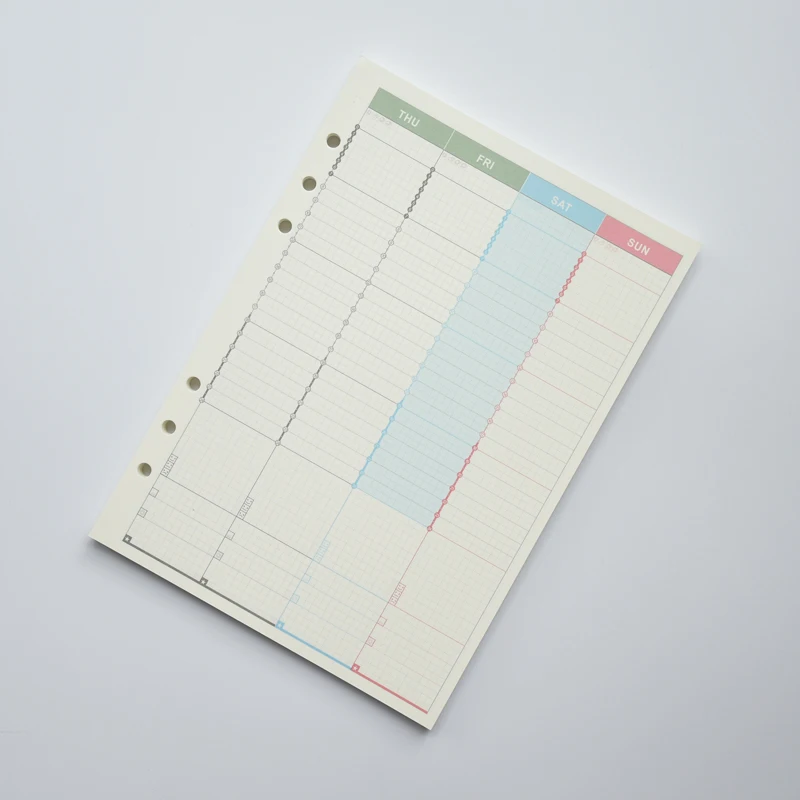A5/A6 Spiral Notebook Refills Filler Paper For Filofax Weekly Planner
