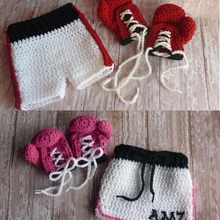 Боксерские перчатки с шортами для маленьких мальчиков, боксерские перчатки с короткой юбкой для девочек, реквизит для фотосъемки новорожденных, Размер: 0-1 м, 3-4 м