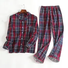 Осенние мужские пижамы больших размеров, мужские повседневные клетчатые Пижамные комплекты, рубашка с длинными рукавами и брюки, матовый хлопковый пижамный комплект