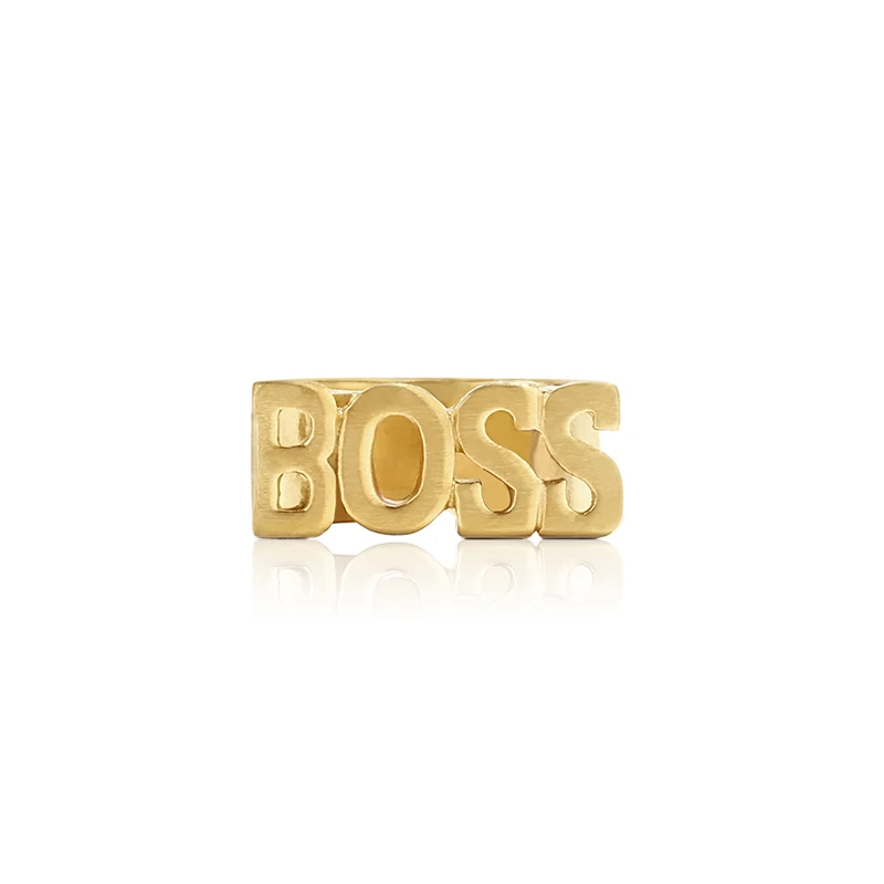 Модное винтажное кольцо с надписью в стиле хип хоп мужское Золотое Boss ювелирные