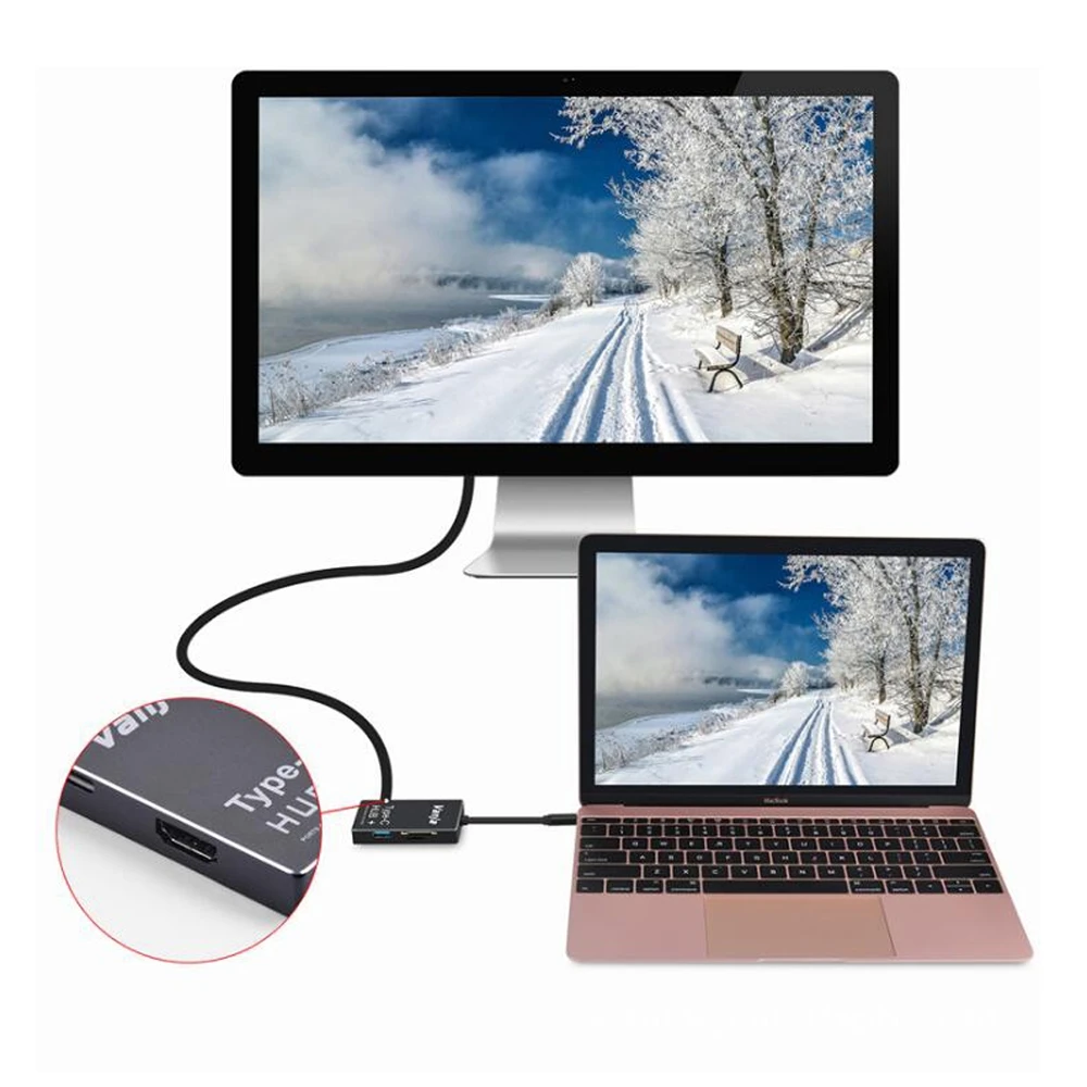 10 개당 6 포트 USB 3.1 c형-4K HDMI 어댑터 + SD/마이크로 SD 카드 리더 + 맥북용 USB 3.0 c형 충전 허브 어댑터