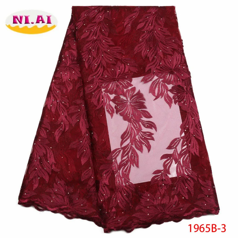

2019 Nigerian High Quality Wedding Lace African Lace Fabric Dubai Bridal Tulle Net French Cord Lace Fabric For Dress XY1965B-3