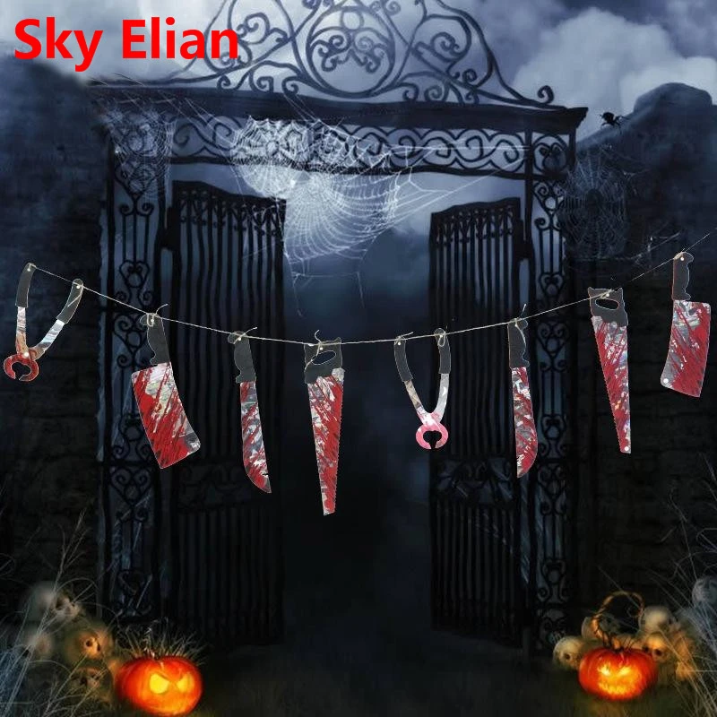 12Pcs/set Halloween Decorations Bloody Plastic Knife Halloween Props