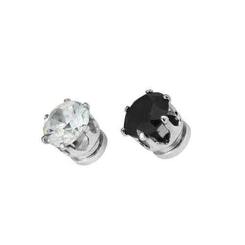 

2018 HOT CZ Stud magnet Earrings for men black 6MM 8MM round trendy Fashion earrings clip no pierced pendientes de clip