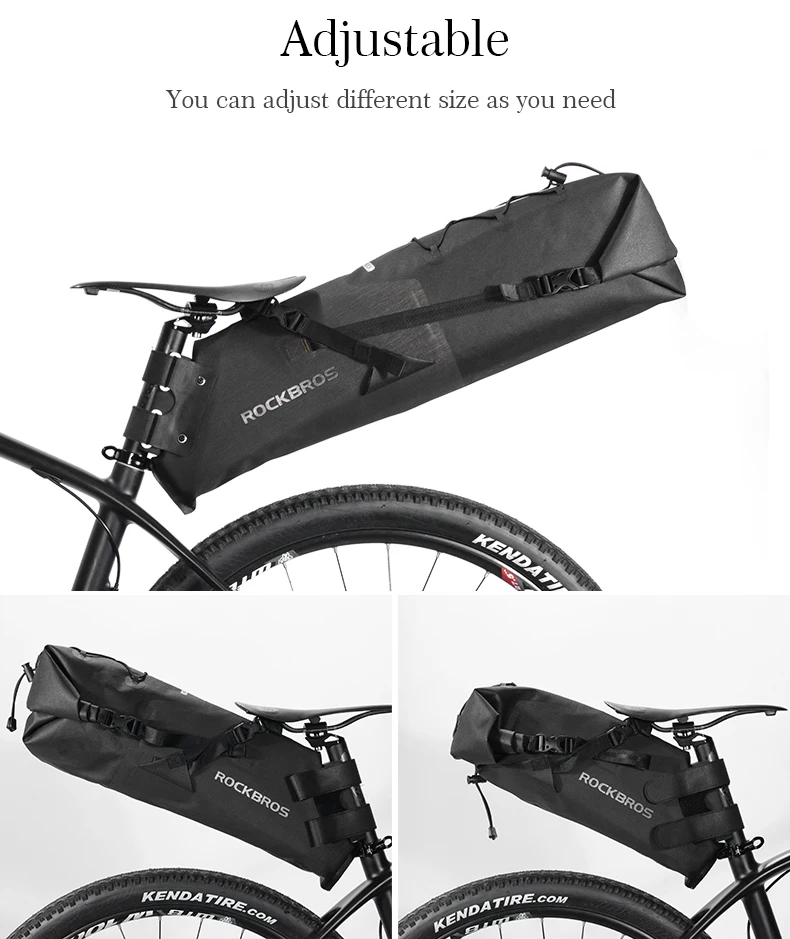 Cheap ROCKBROS Bike Bag Waterproof Reflective 10L Large Capacity Saddle Bag Cycling Foldable Tail Rear Bag MTB Road Trunk Bicycle Bag 10