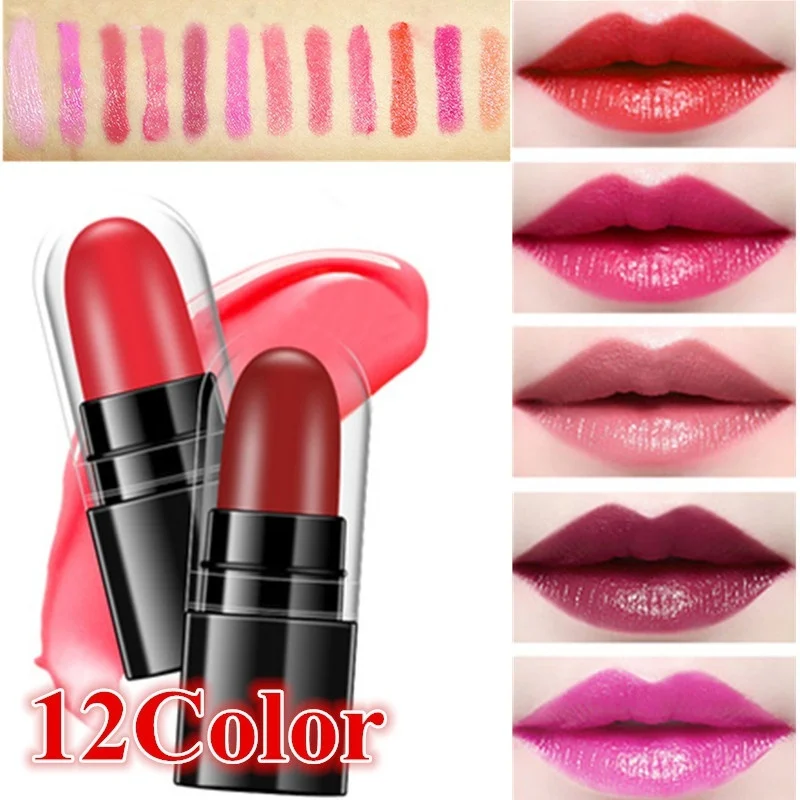 

New Arrival 12pcs / Pack Sample Size 12 Colors Moisturizer Lipstick Women Beauty Cosmetic Portable Tool Waterproof Lipstick