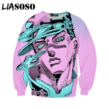 LIASOSO Осень для мужчин женщин Kujo Jotaro толстовки 3D принт аниме JoJo Необычные Приключения толстовка хип хоп Топ пуловер B051-04