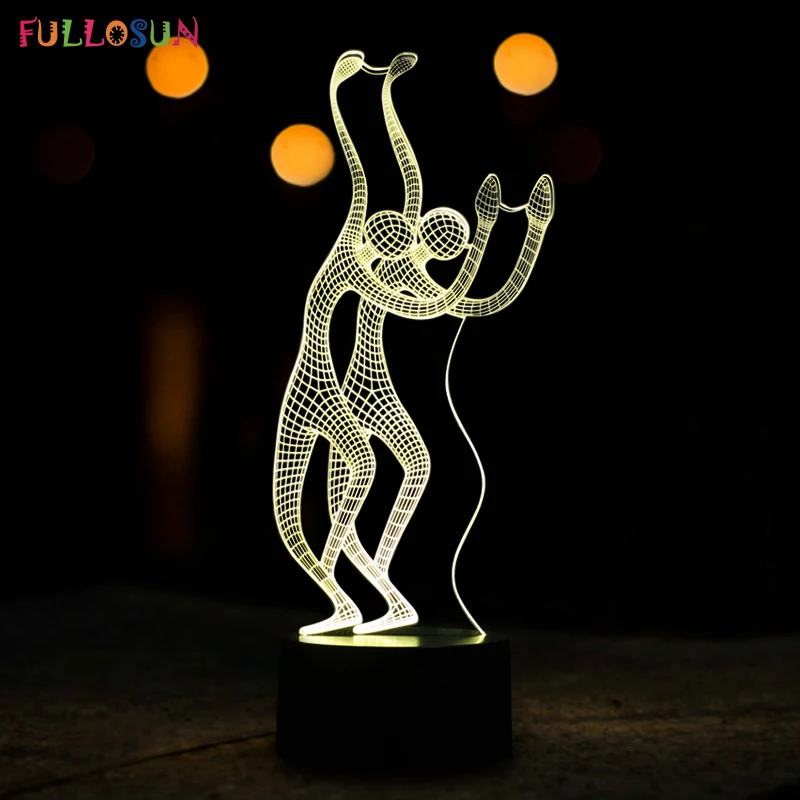 Творческий 3D LED Танцы узор Настольная лампа с USB Мощность лампы СВЕТОДИОДНЫЕ Романтическая atmoshphere огни как Спальня Звездная ночь