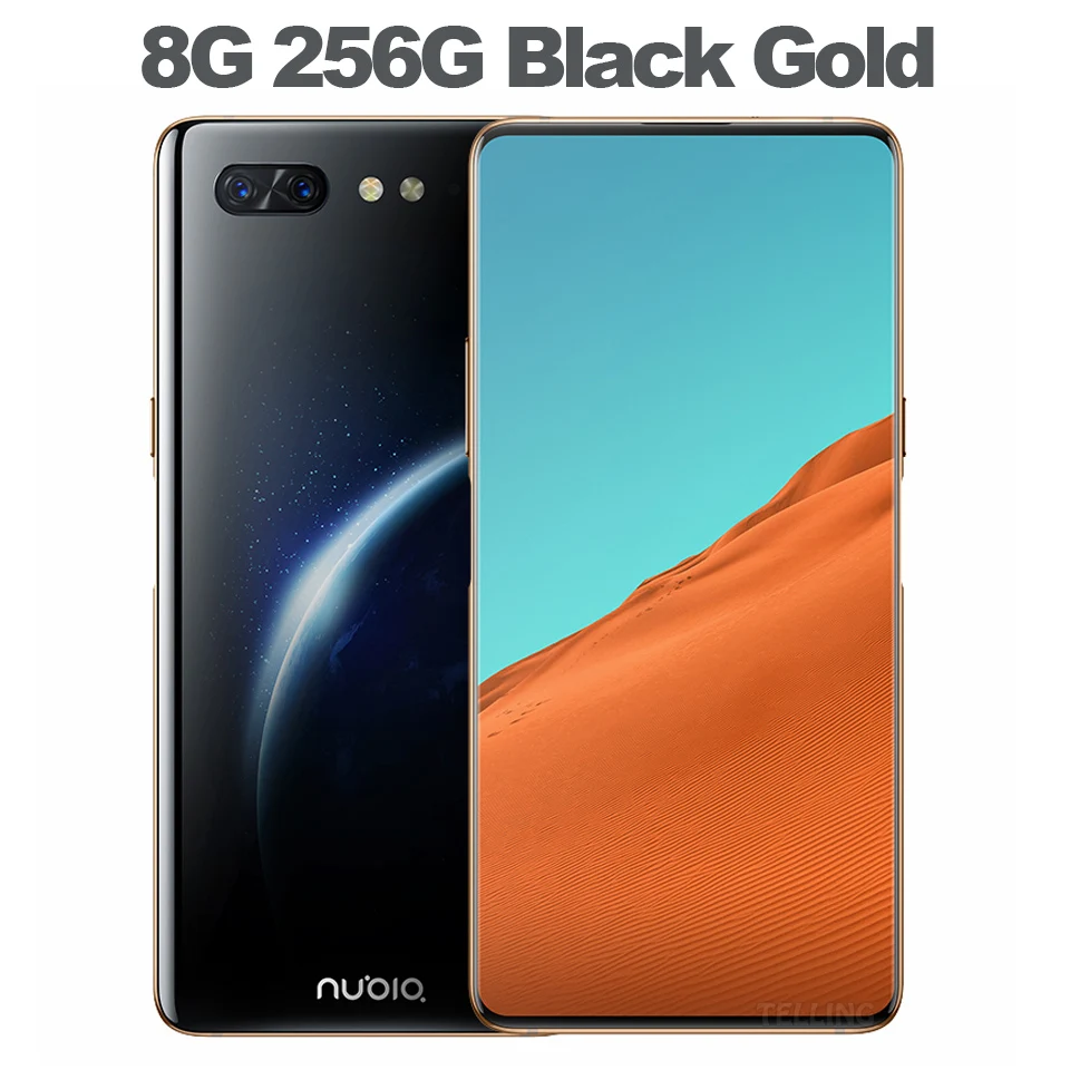 Смартфон zte Nubia X с двойным экраном Android 8,1 4G LTE Snapdragon 845 Octa Core 8G+ 128G ударопрочный мобильный телефон 18W - Цвет: 8G 256G Black Gold