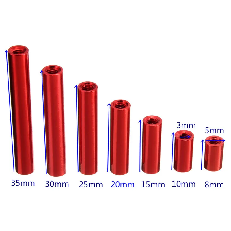 SULEVE 10 шт. M3AR1 M3 Алюминий сплав удлиненная гайка противостояние Шпильки Красный круглая плата блока управления процессором Распорки стоек 8/10/15/20/25/30/35 мм