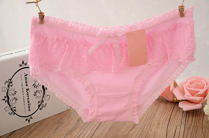 5pcs/lot 2017 Autumn New 2086 Pink Girl Underwear Lace Edge Cotton Bow Cute Women's Underwear Kids Panties 12-26years Female