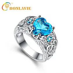 Романтическое сердце дизайн кольцо Кристалл обручальное кольцо для женщин помолвка Свадебная вечеринка ювелирные изделия аксессуары