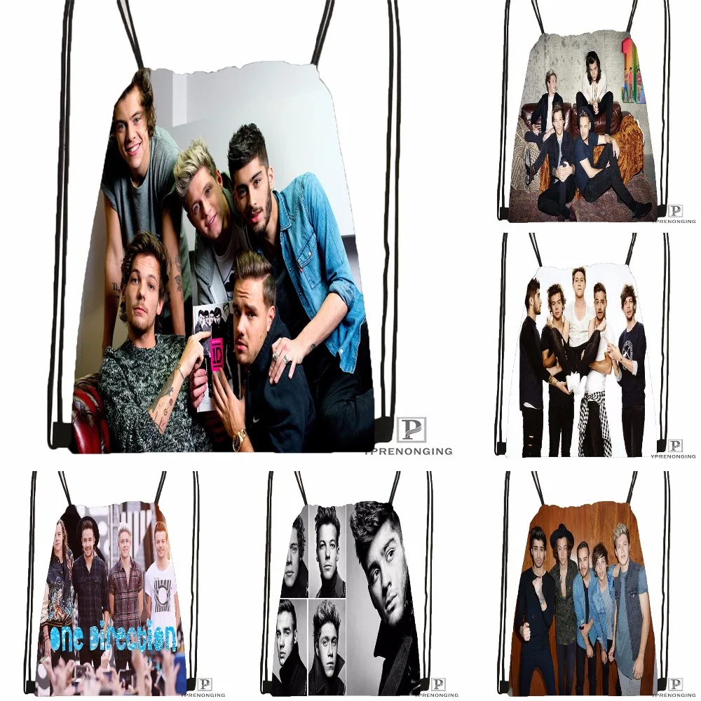 Пользовательские One Direction @ 01 Drawstring сумка-рюкзак для парня девушку милый рюкзак дети сумка (черный назад) 31x40 см #180531-01-25