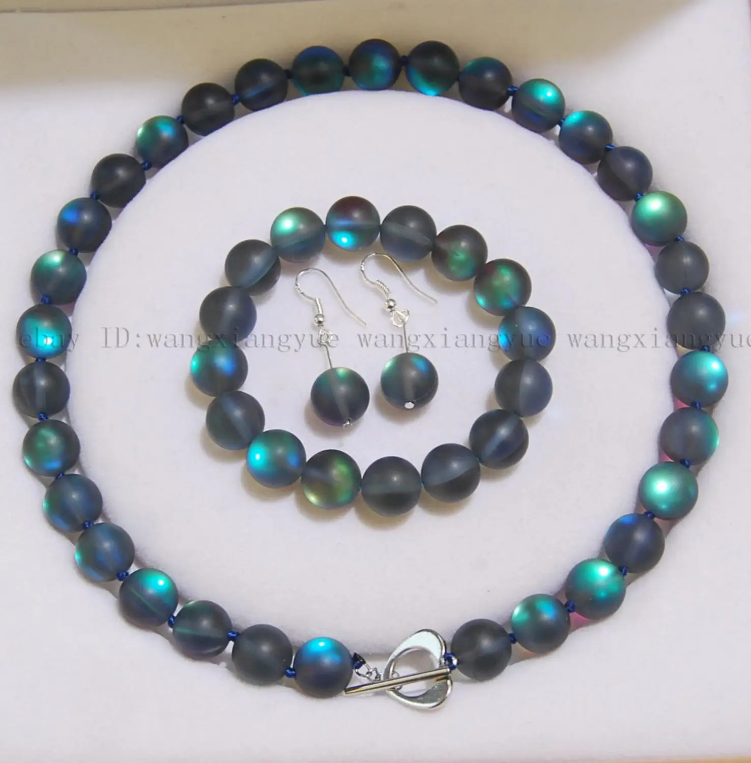 

12mm Gray Gleamy Rainbow Moonstone Round Beads Necklace Bracelet Earrings jade Crystal Jewelry