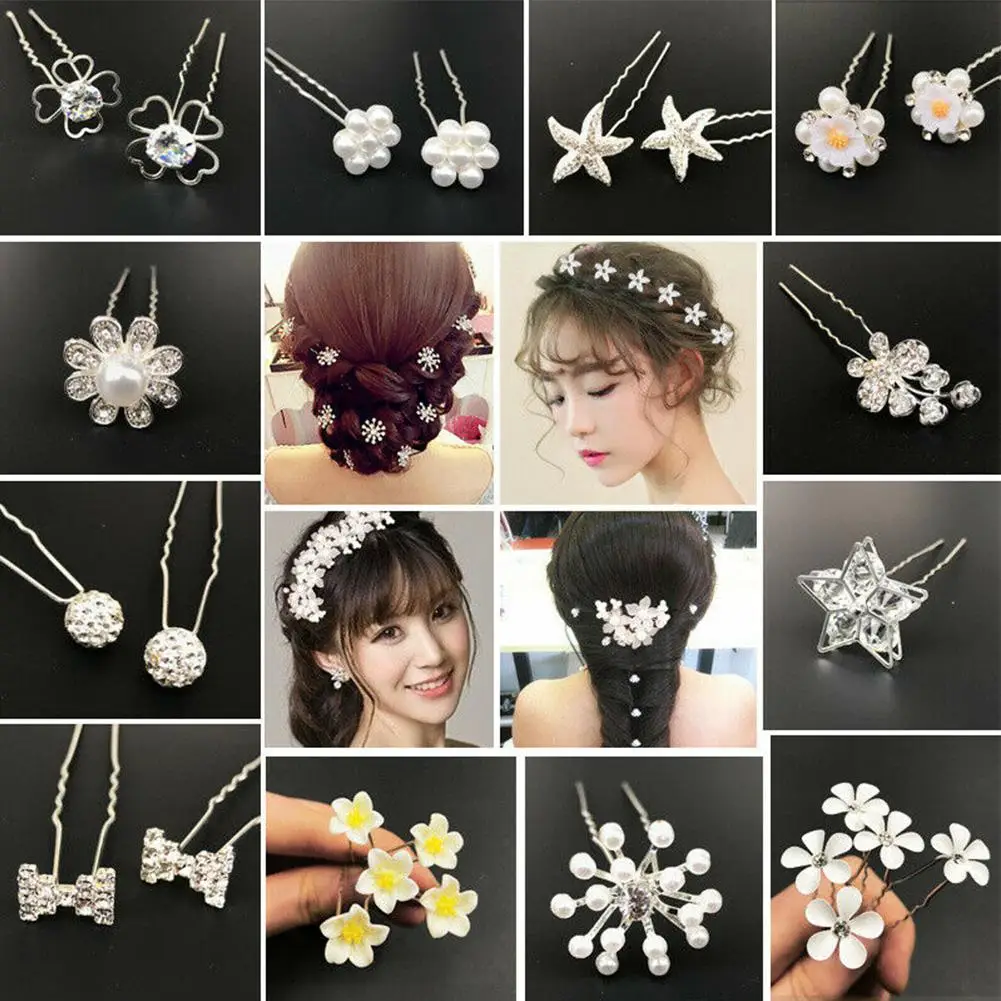 

HobbyLane Women Full Diamond U-shaped Hairpin Flower Inlaid Bridal Headdress