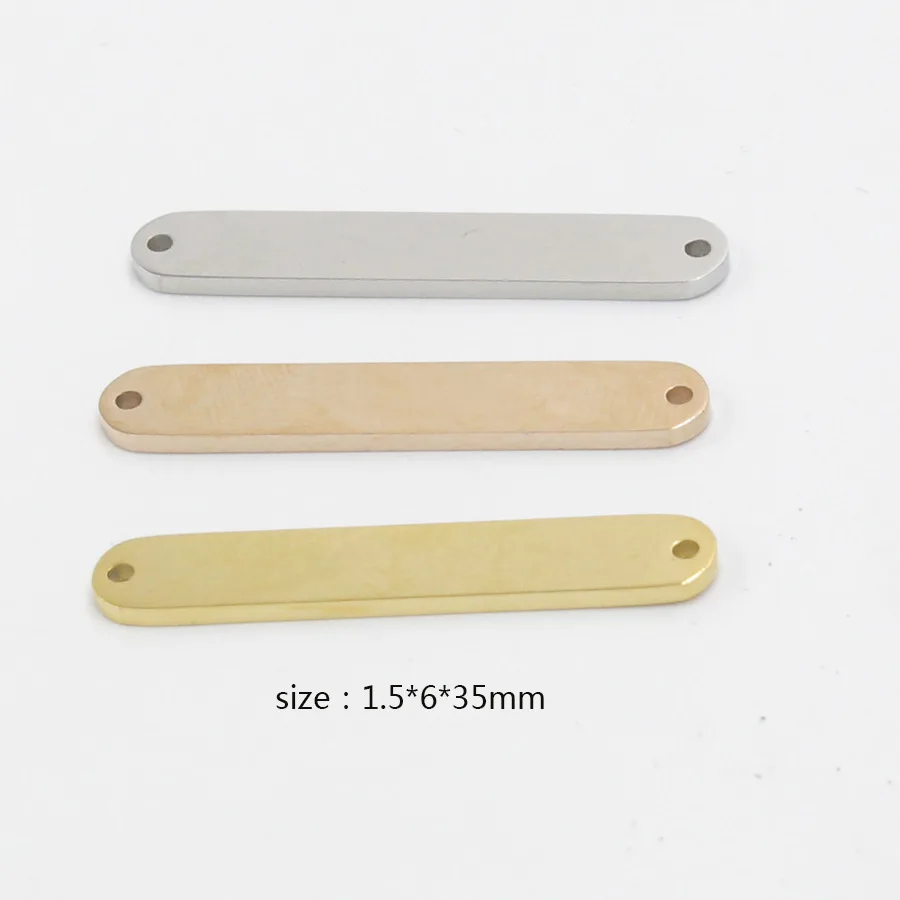 

Silver/Gold/Rosegold Stainless Steel Blank Plates For Engraving 2 Hole Metal Plate For Bracelets Mirror Polished Wholesale 10pcs