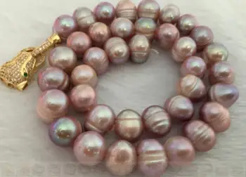 

elegant 11-12 mm baroque lavender pearl necklace 18inch 36"