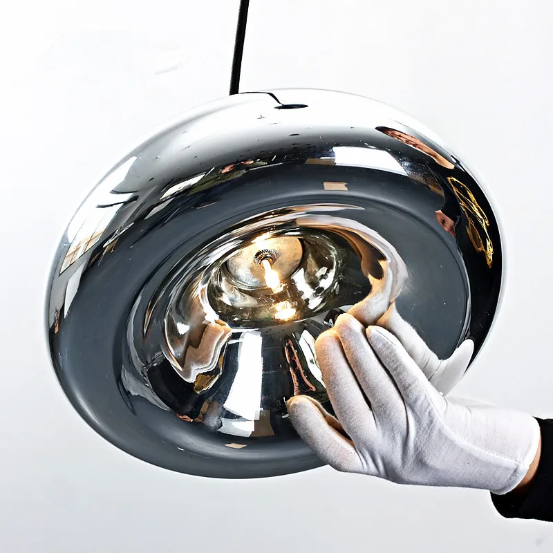 Современная стеклянная Подвесная лампа D18cm D30cm 110 240V E27 G4 хромированная Золотая