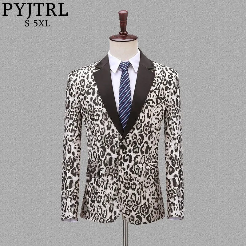 Модный жаккардовый пиджак PYJTRL с леопардовым принтом приталенное повседневное
