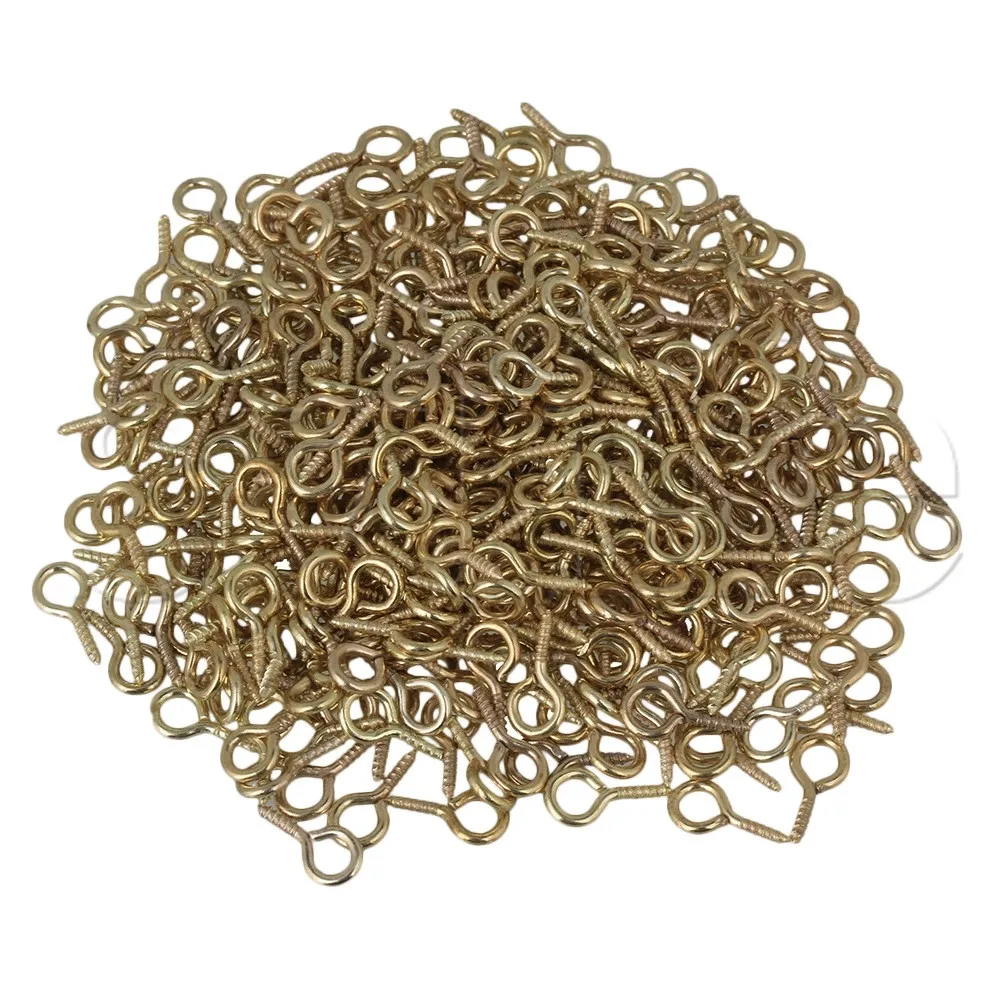 

12mm x 6mm Tone 4# Iron Yellow Mini Eyepins Hooks Eyelets Screw Pack of 200