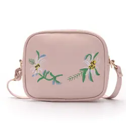 Перилла Crossbody сумки для Для женщин Повседневное мини Карамельный цвет сумка из искусственной кожи для девочек Вышивка плеча сумки женские