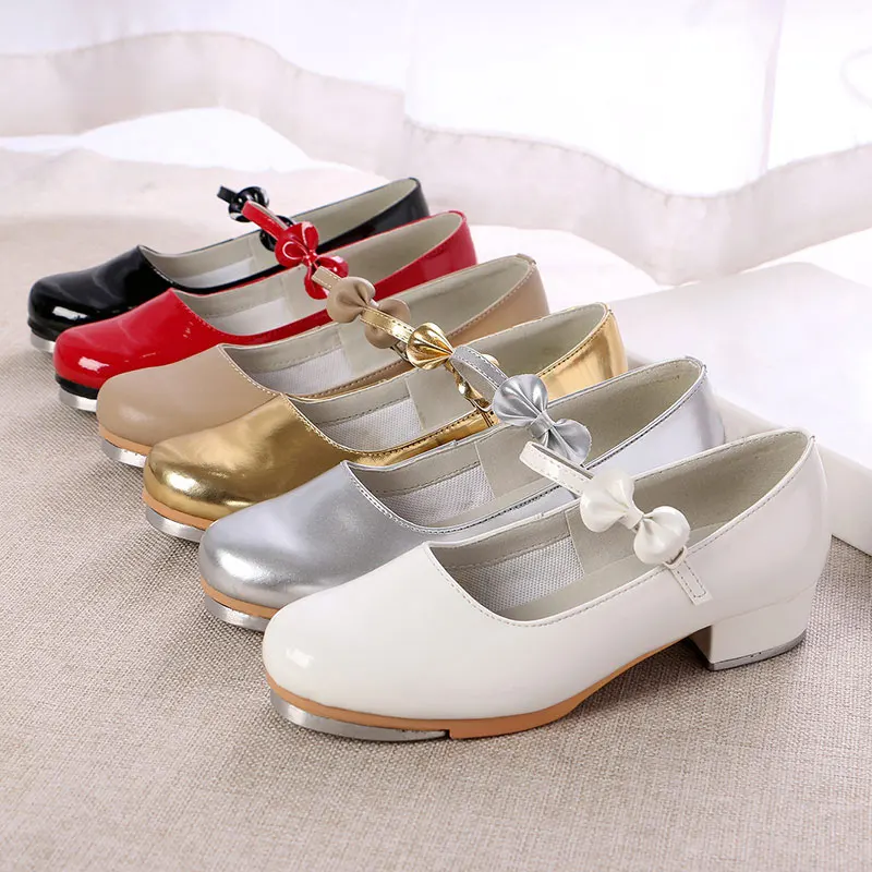 Women/Girls Step Dancing Shoes Shiny Patent Leather Black/White/Red