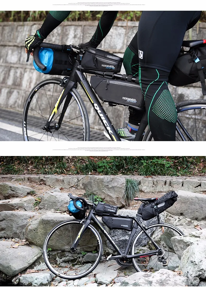Cheap ROSWHEEL 4L 100% Waterproof Bicycle Bag Bike Accessories Front Frame Tube Triangle Bag Bycicle Cycling Bags 7